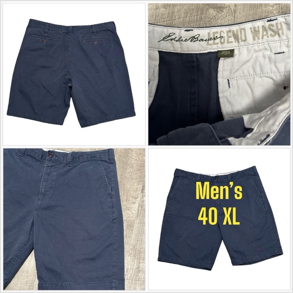 Eddie Bauer Other - Men's Eddie Bauer 40 XL Chino Khakis Shorts Navy Blue Durable Twill Cotton EUC